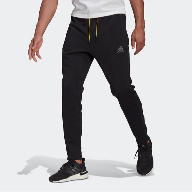 Adidas Solid Color Lace-Up Sports Training Casual Pants Men Bottoms Black GL5694