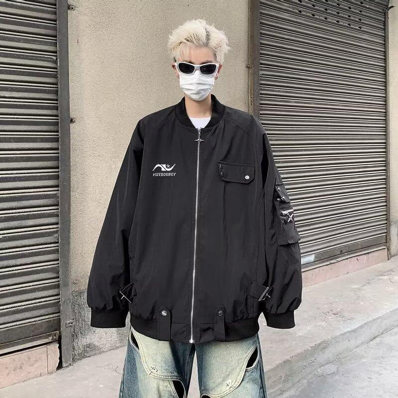 

Винтажная Ретро Уличная Бейсбольная Куртка для Пары - Мужская Повседневная Осенняя Посадка XXL чёрный