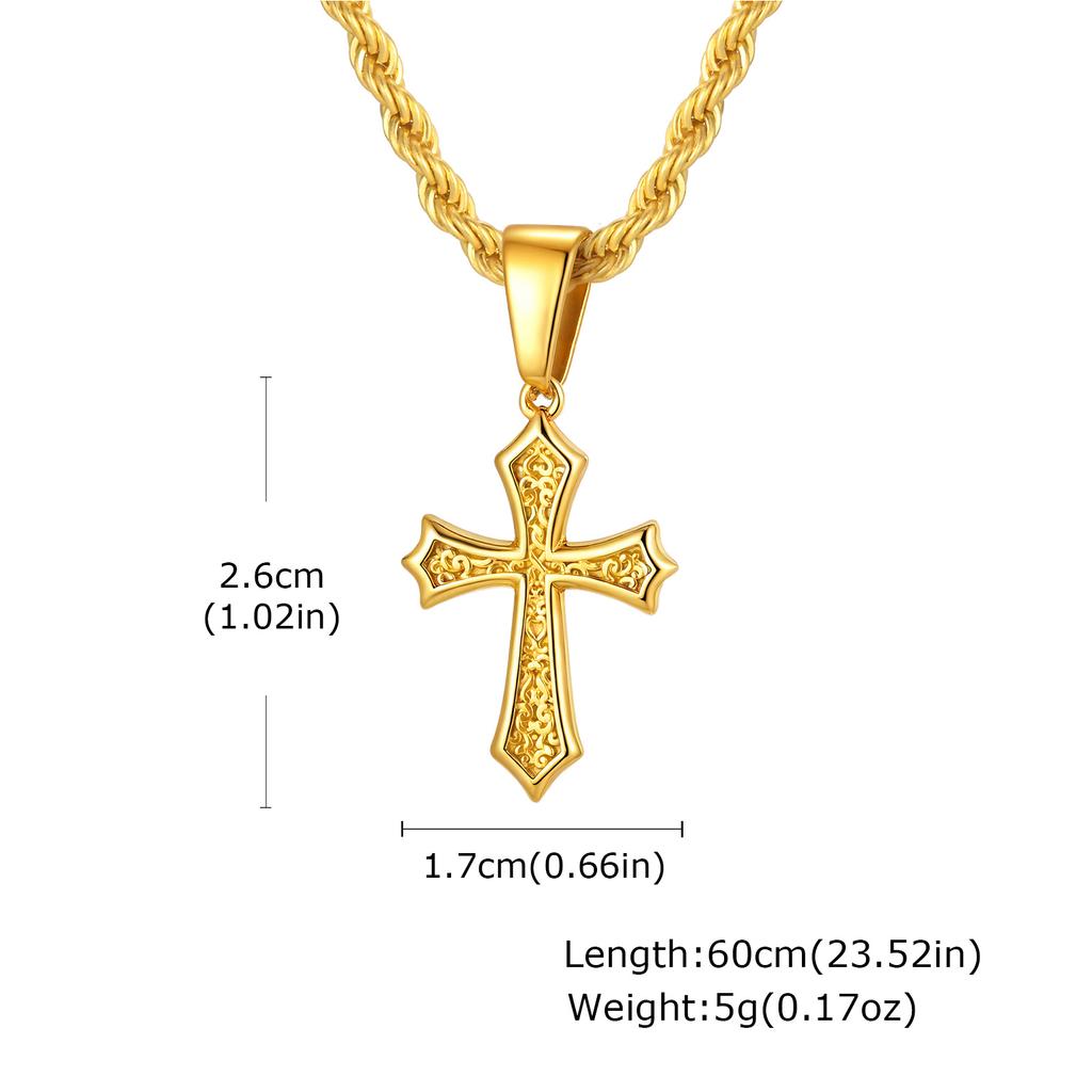 Hiphop Kreuz Halskette für Männer Frauen, 50/55/60cm Edelstahl Kreuz Anhänger, Trendiger Schmuck Geschenk für Ihn Sie