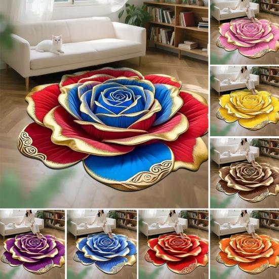 Non-Slip Floor Mat 3D Realistic Floral Pattern Bath Mat Super Absorbent Rug Quick-Drying Easy Maintenance Door Mat