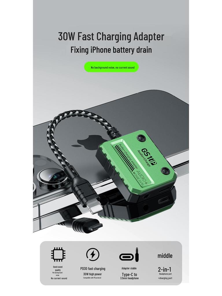 Pu Ji GS1 Sound Card: 2-in-1 Lightning Converter for Mobile Gaming