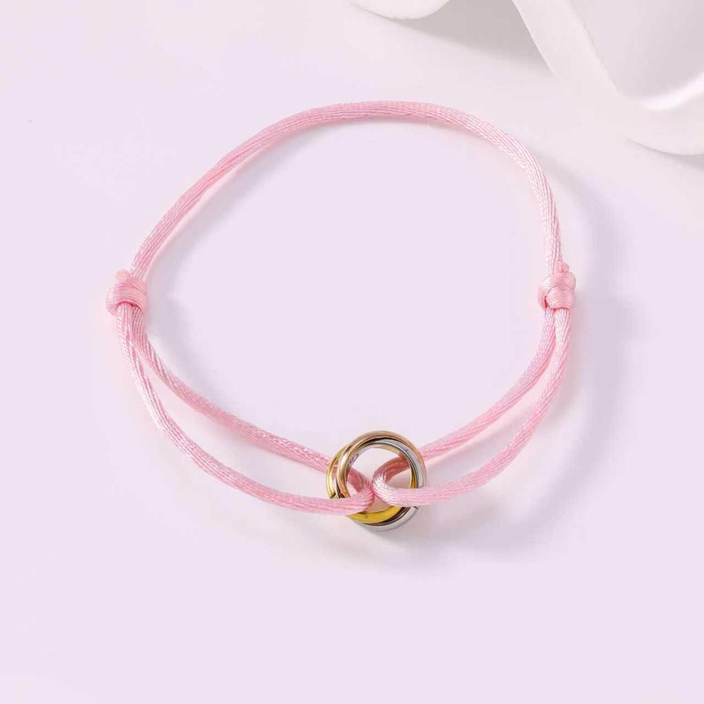 Zodiac Red Rope Titanium Bracelet - Adjustable Three-Ring Couple Style, Valentine's Day Gift