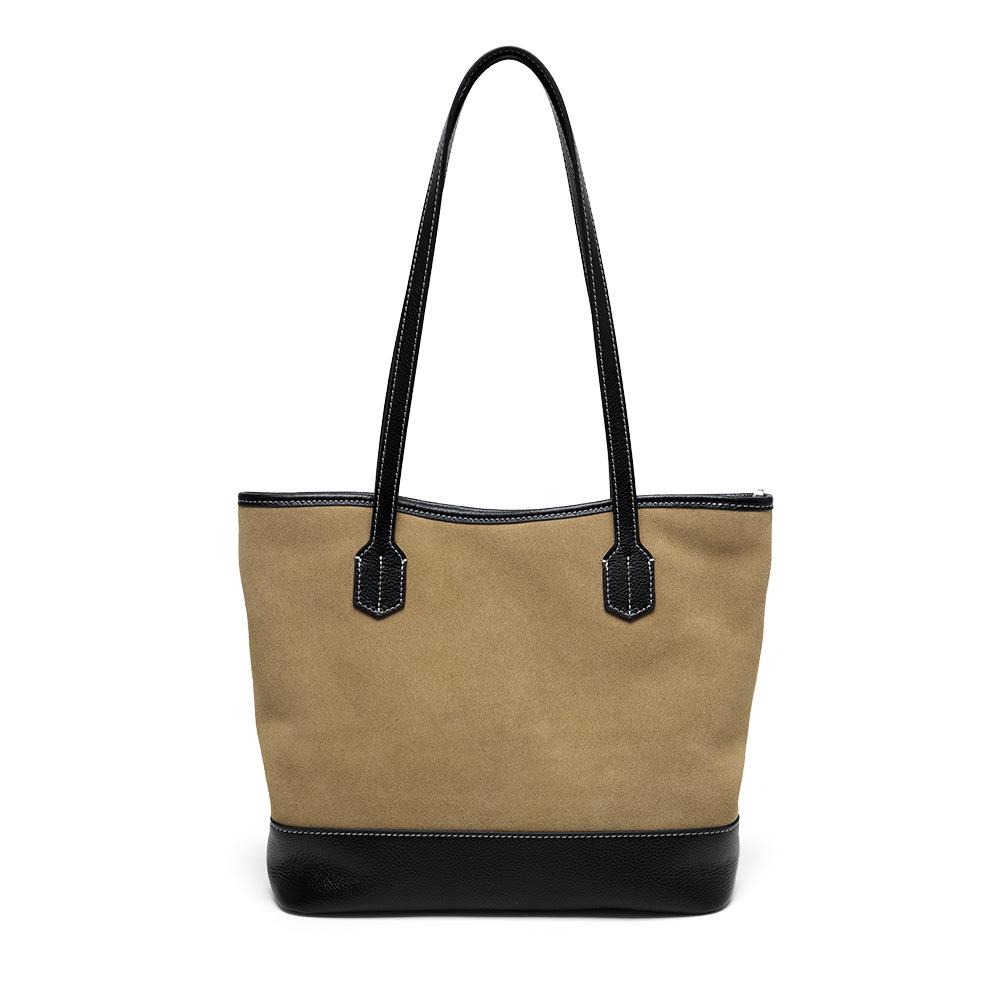 High-End Women's Genuine Leather Tote - Large Capacity, Silk Matte Finish