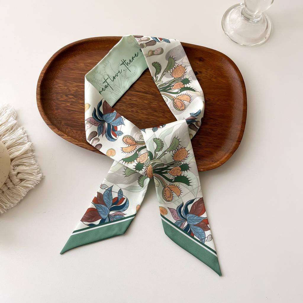 Europe  Fashion New National Style Small Nroken Flower Women's Decorative Twill Binding Bag Handle Silk Scarf Ribbon Scarf