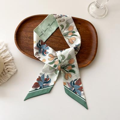 Europe  Fashion New National Style Small Nroken Flower Women's Decorative Twill Binding Bag Handle Silk Scarf Ribbon Scarf