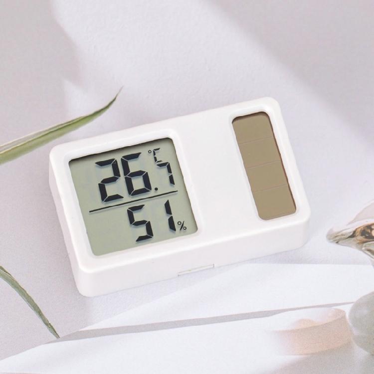 Solar Powered Small Size Hygrometer Thermometers Desktop Digital Temperature Humidity Measurement Meter Gauge for Home