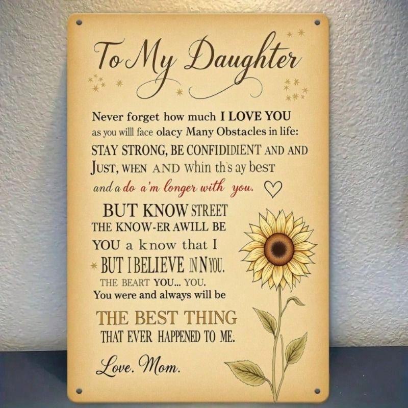 Metal Wall Art To My Daughter Inspirational Quote, Living Room Decor