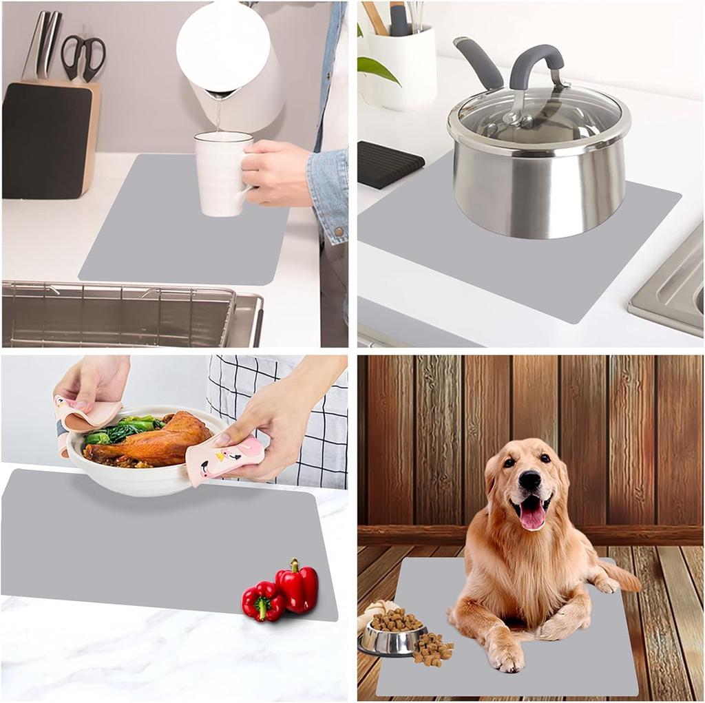 Qin Man Yuan Silicone Mat Sink Mat 40x60cm Antibacterial Heat Resistant Countertop Protection Mat Kitchen Mat Protective Mat Sink Mat Anti-Slip (Gray,