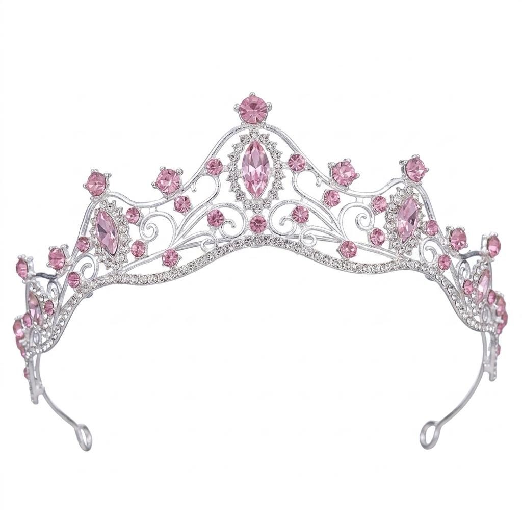 Bridal Rhinestone Crown Headpiece Alloy Base With High-Refractive Index For Wedding Ceremony And Stage Performance