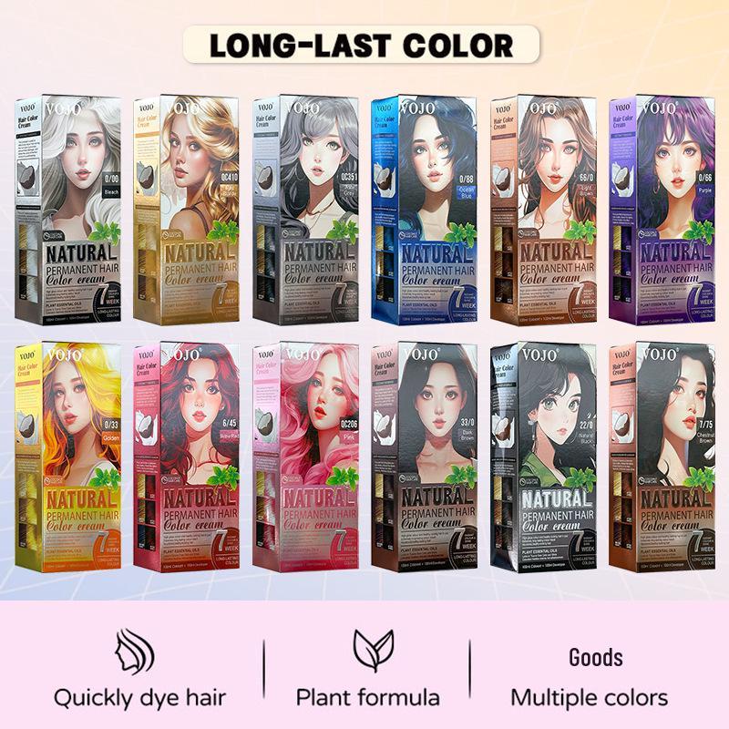 All-in-One Cross-Border Hair Dye Kit: Easy Full-Color Cream with Built-in Comb for Beginners