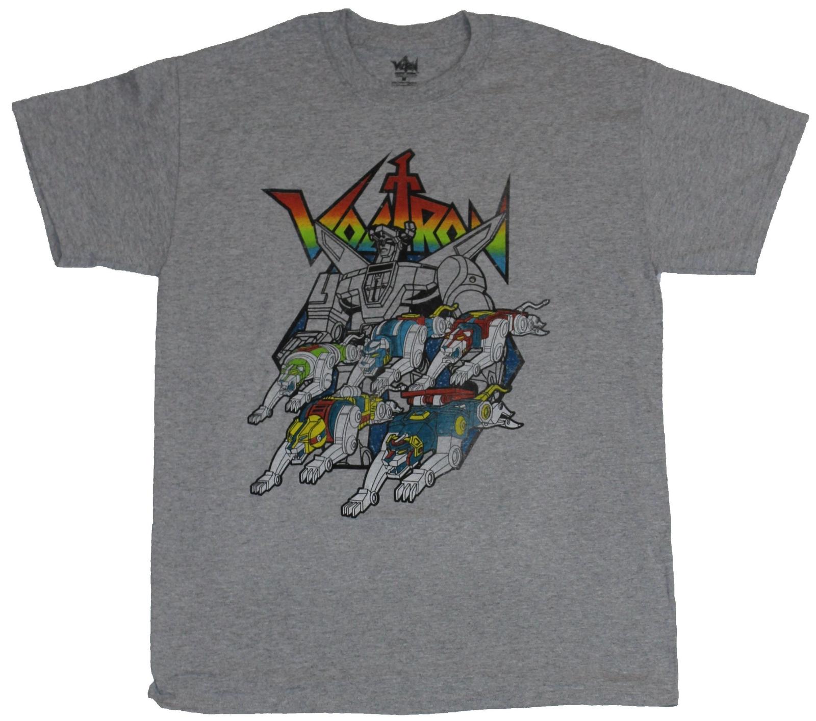 Voltron Adult New T-Shirt - 5 Lion Group Under Standing Voltron Pic XXL
