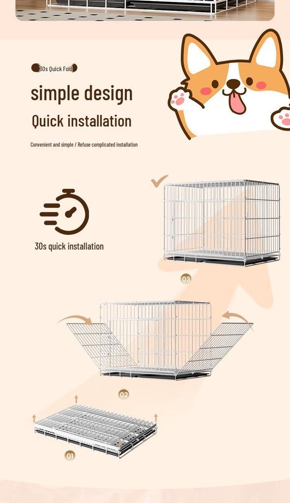Indoor Pet Cage with Toilet for Small to Medium Dogs & Cats