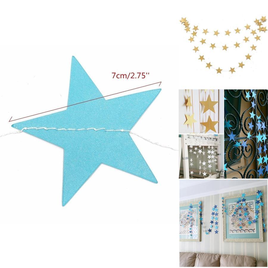 High-quality Star Paper Garland In Gold Silver And Blue For Festive Celebrations