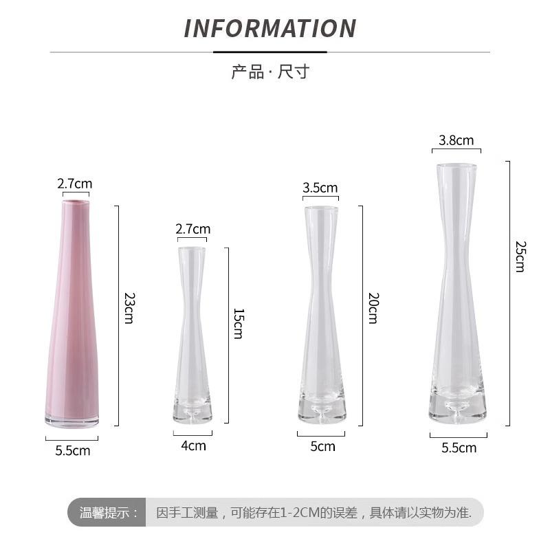 Transparente Glasvase Ornament Gäste Restaurant Vase Blumenarrangement Kleiner Mund Wasserblumen-Teiler Schreibtischdekoration