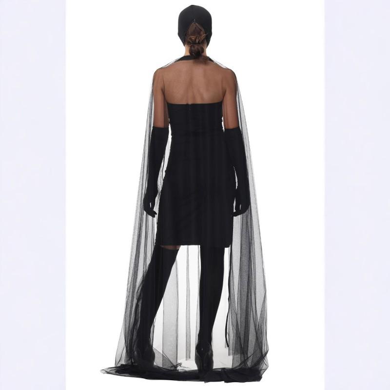 Halloween Costume Women Black Masquerade Dress Stage Performance Outfit M XL