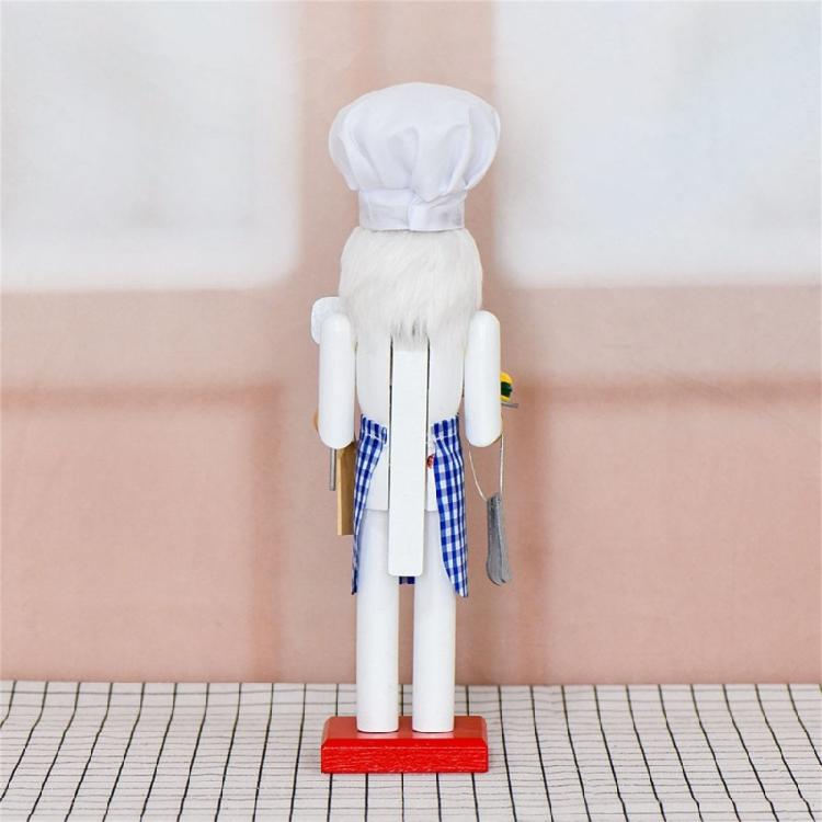 Festives Wooden Nutcrackers Soldier Ornament Chefs Styles Blue Plaids Apron Traditional Holiday Homes Accent Piece