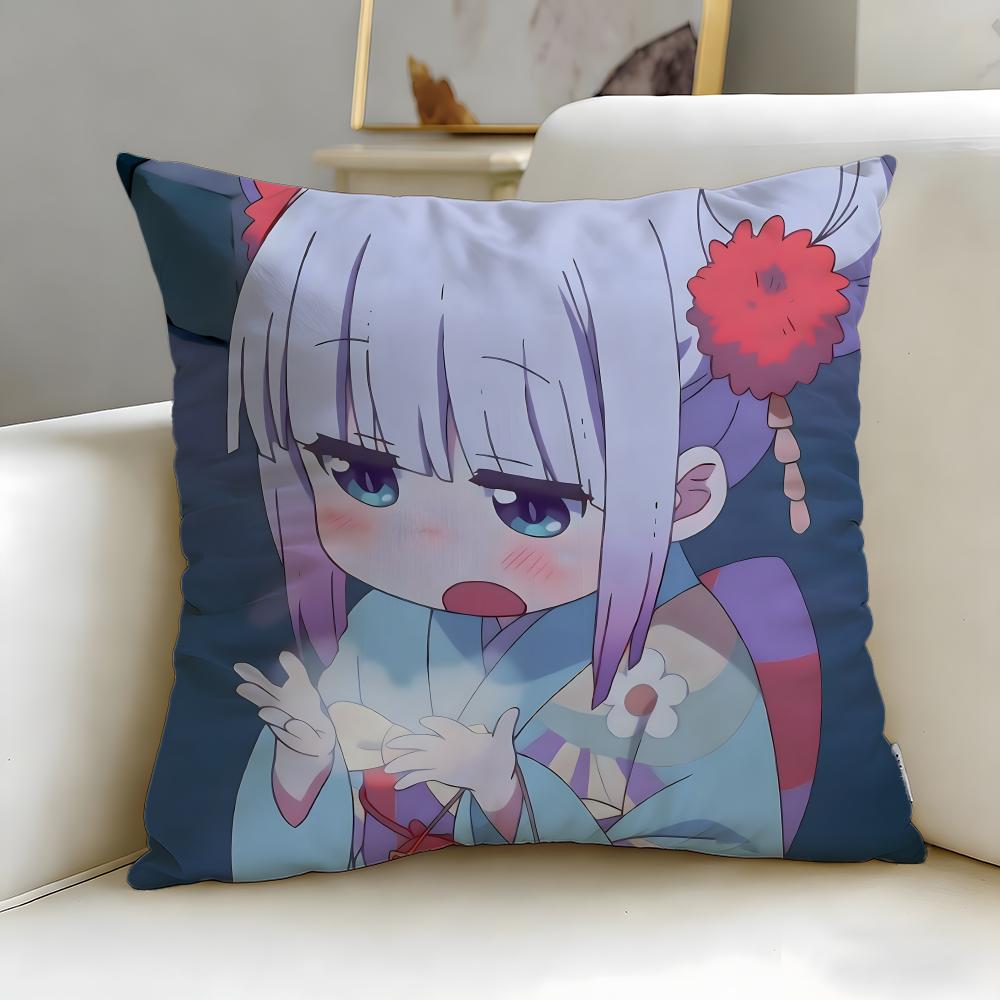 anime Miss Kobayashis Dragon Maid Cushion Cover Soft  EasyWash Pillow Case  Versatile for Couch Bed Travel and Office