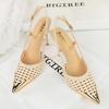 Fashion Luxury Brand High Heels Women Sandals Mesh Embroider Elegant Pointed Ladies Slingback Evening Party Wedding Bridal Dress Shoes