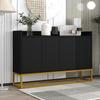 Modern Sideboard In Minimalist Style 4-Door Handleless Buffet Cabinet for Dining Room, Living Room, Kitchen (Black)