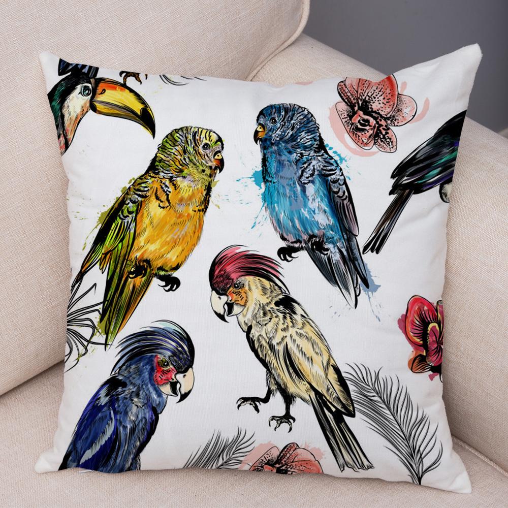 Exotic Flower Cushion Cover Orchid Palm Leaf Design Decorative Throw Pillow Case Living Room Bedroom Sofa Decor