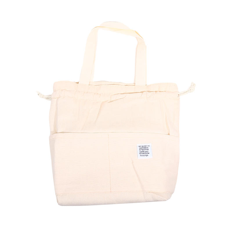 1pc Drawstring Canvas Insulated Lunch Bag Aluminium Foil Thermal Bento Box Tote Cooler Handbags For Office Outdoor Picnic