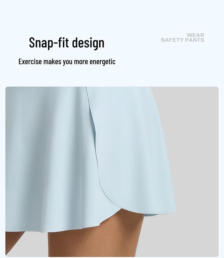 Breathable High-Waisted Yoga Skort with Side Pocket & Slit - Quick-Dry, Anti-Exposure, Fake Two-Piece Design