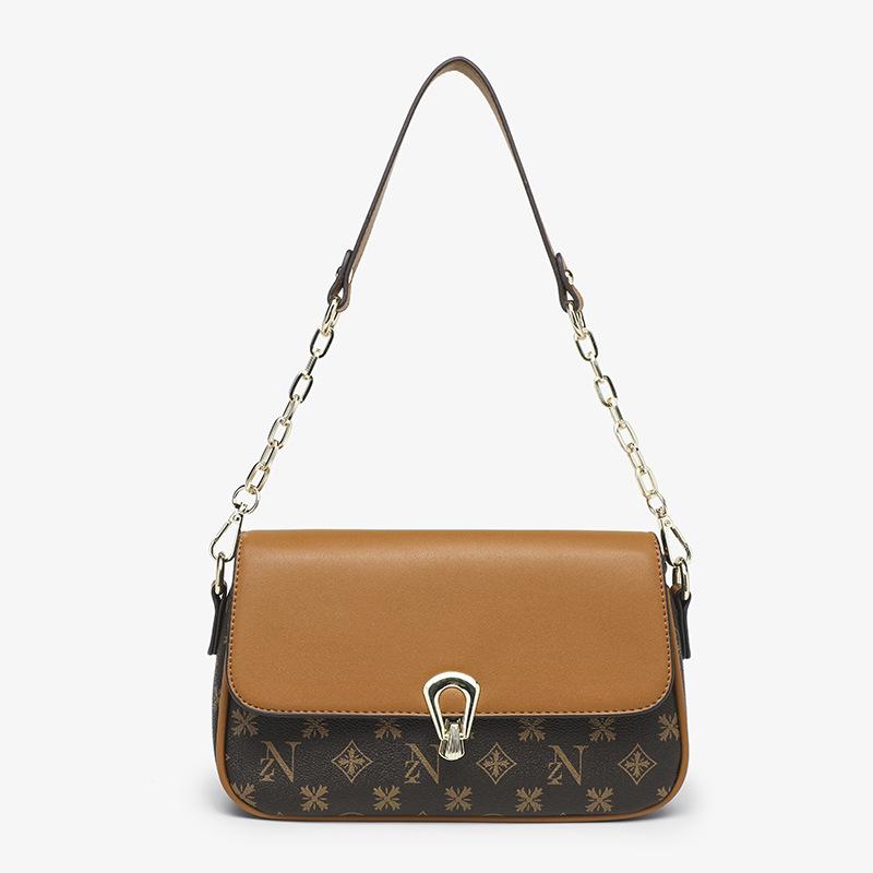 

Новая модная маленькая и свежая принтованная сумка подмышку, сумка-цепочка через плечо на одном плече, ретро универсальная квадратная сумка