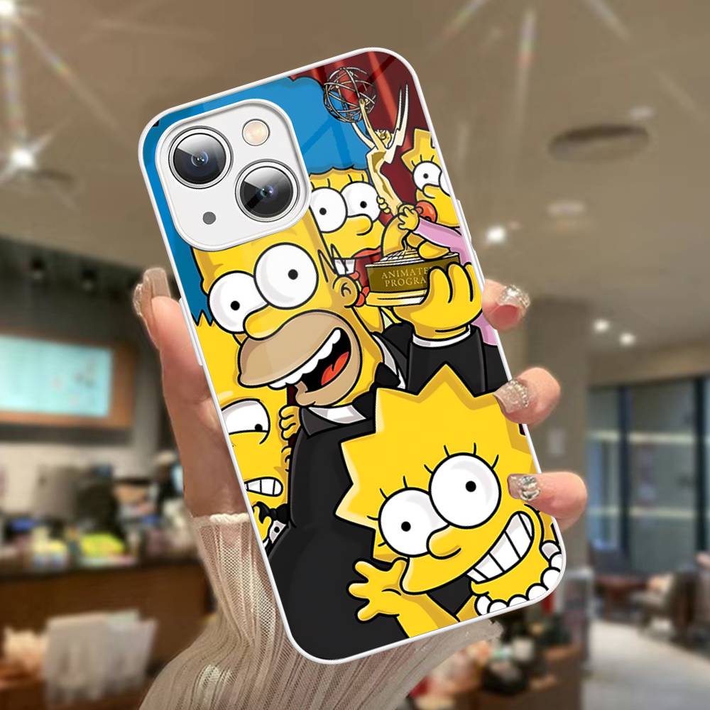 Cartoon The S-Simpsons Tempered Glass For Iphone 14 13 12 11 Pro Mini XS MAX 14Plus X XS XR Cover