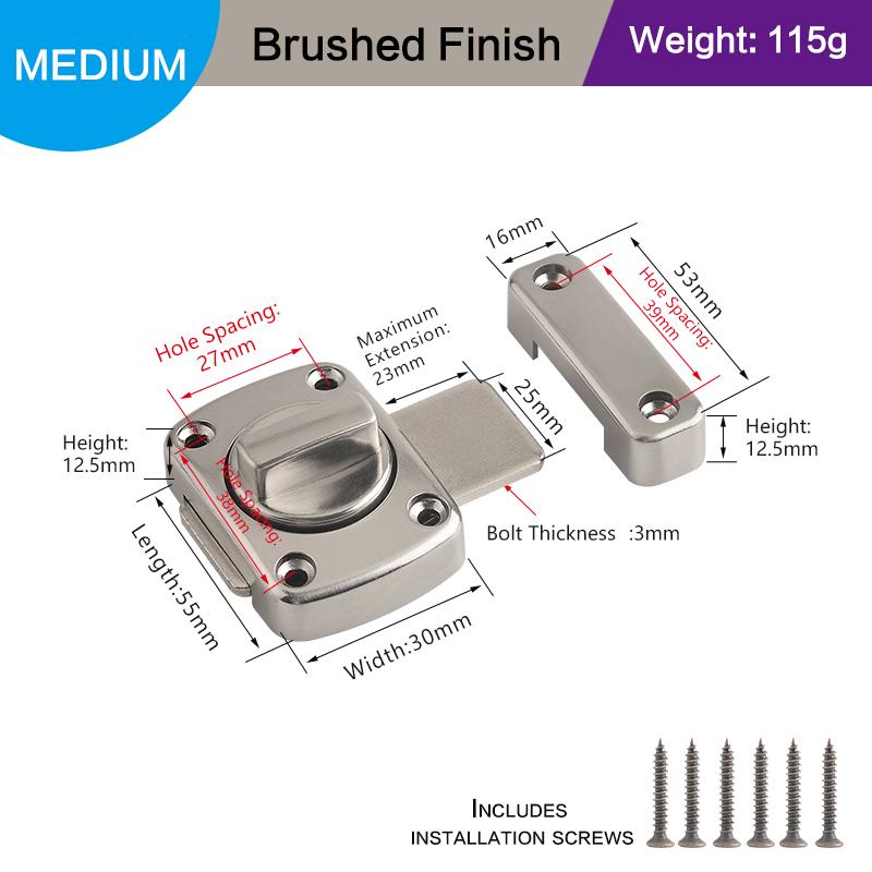 Metal Swivel Bolt Latches With Rotate Latch Bolt, Sliding Door Security Latch Features Left And Right Knob For Patio Barn And Sc