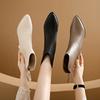 New Style Popular Fashionable Women's High Heels Female Thick Heel Pointed Short Boots White Female Boots French Fashion Boots