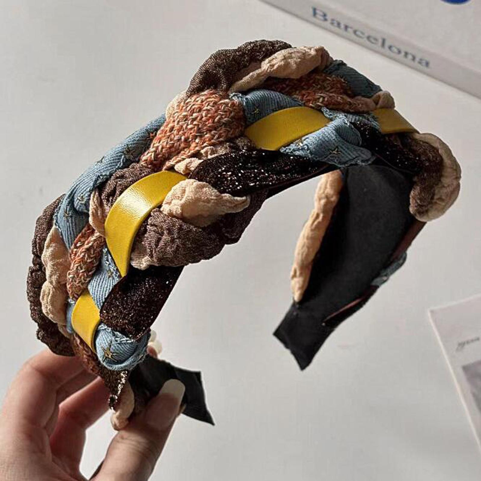 

PROLY Новая Модная Повязка на Голову для Женщин Широкая Плетеная Повязка для Волос Зимний Тюрбан Лоскутная Принадлежность для Волос для Взрослых