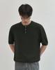 WORK ON BODY OFF Cool Bamboo Semi-Overfit Cable Henley Neck Short Sleeve Knit [Green]