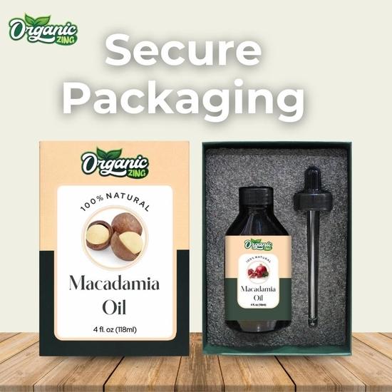 Organic Zing Macadamia Carrier Oil Pure & Natural for Skin, Face, Hair Care, Aromatherapy, Diffuser, Conditioner - 118ml