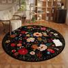 Flower Print Round Carpet Boho Vintage Style Home Decor Floor Mat Living Room Study Bedroom Entryway Terrace Non-slip Rug
