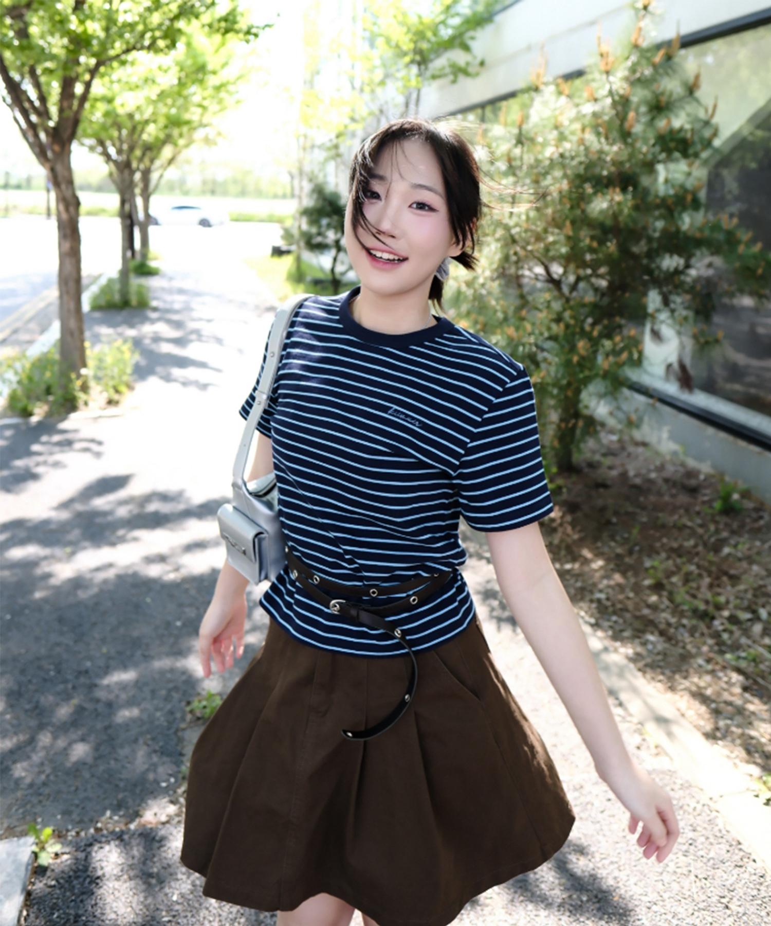 Kimwear (Women) Striped Short Sleeve T-Shirt_Navy Navy/F