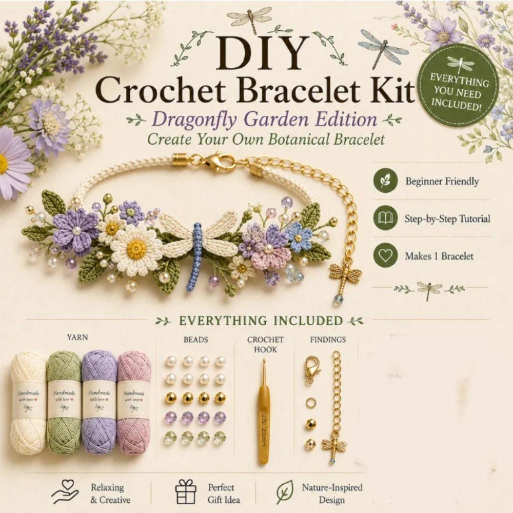 Forest Floral Botanical Bracelet Kit DIY Nature-Inspired Crochet Bracelet Kit For Women