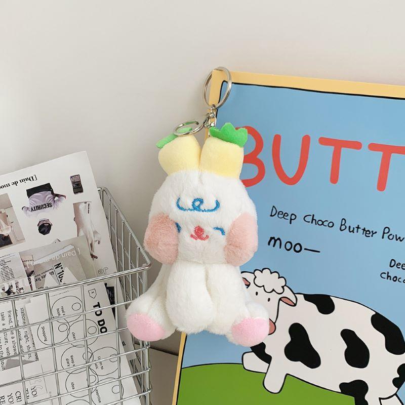 Ins Style Cartoon Plush Radish Rabbit Doll Mini Machine Doll School Bag Pendant Keychain Girl Heart Doll