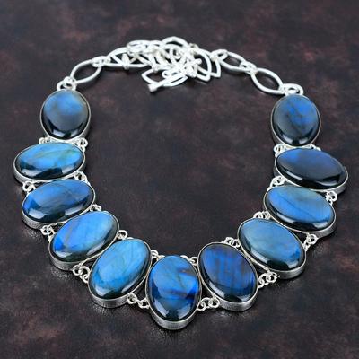 Labradorit Halskette 925 Sterling Silber Halskette Verstellbare Kette Halskette Labradorit Schmuck Echter Edelstein Handgefertigter Schmuck Geschenk für Sie