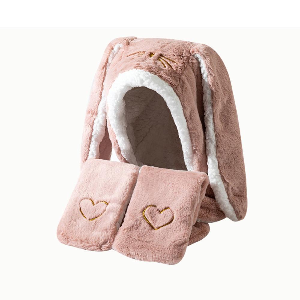 

Cold Protection Cartoon Plush Hat Faur Fur Scarf Hood Cap For Women Girls