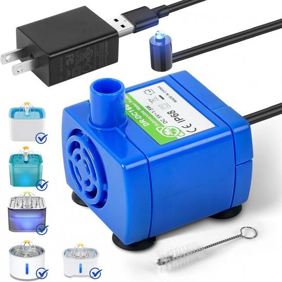 IP68 DR-DC160 submersible water pump Cat Water Fountain Pump for Tritone Ceramic, Stainless Steel, Round Flower Cap Cat Fountains, Automatic Pet