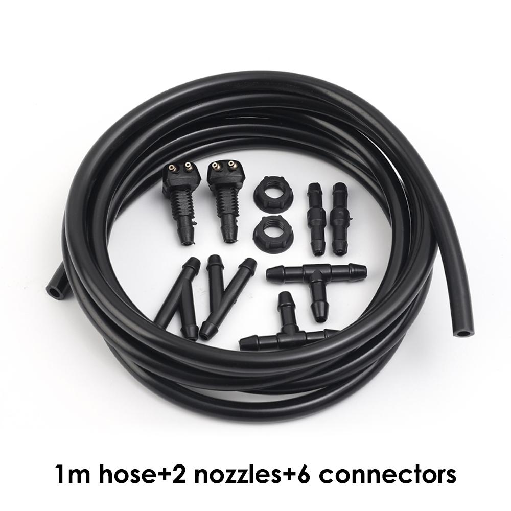 2/1M Car Wiper Spray Hose Set Car Windshield Cleaning Wipers Adjustable Nozzle Rubber Water Spray Hose I T Y Splitter Connector
