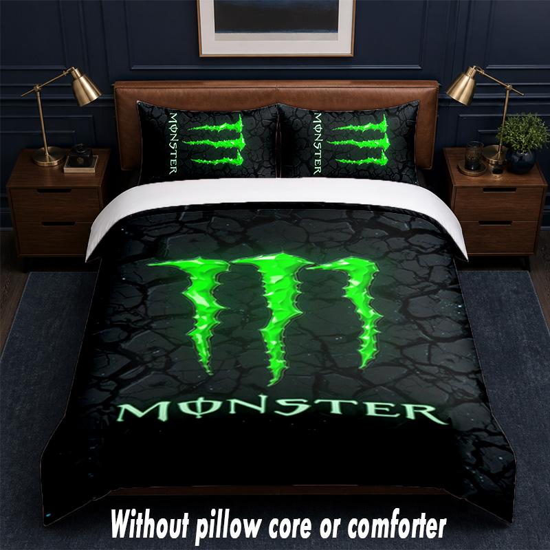 Set Biancheria da Letto Design Monster Energy 1 Copripiumino + 2 Federe Morbido Traspirante Biancheria da Letto per la Casa