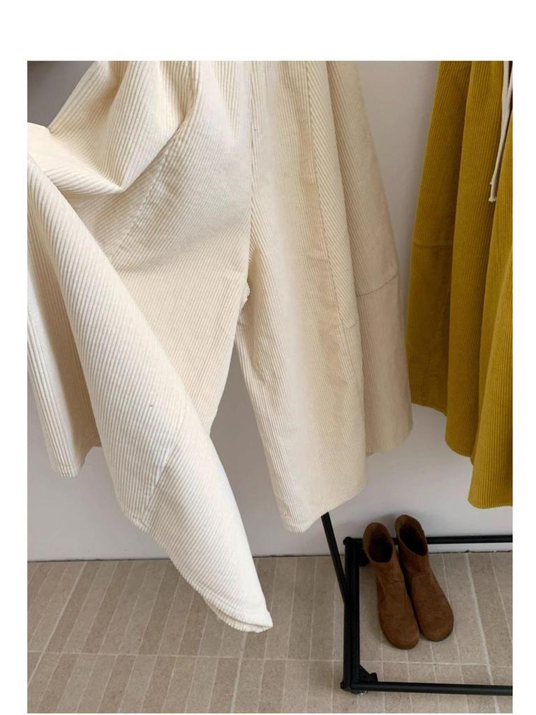Stylish Women's Corduroy Straight-Leg Pants - 2025 Autumn Collection, Slimming Loose Fit, Cropped Wide Leg, Perfect for Pear-Shaped Figures