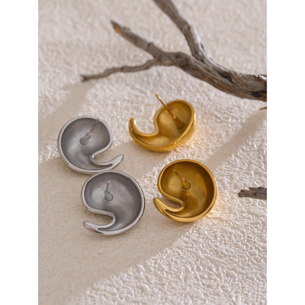 Eetit 316L Stainless Steel Comma Water Drop Fashion Daily Stud Earrings Water Resistant Texture Polished Attractive Jewelry 2025