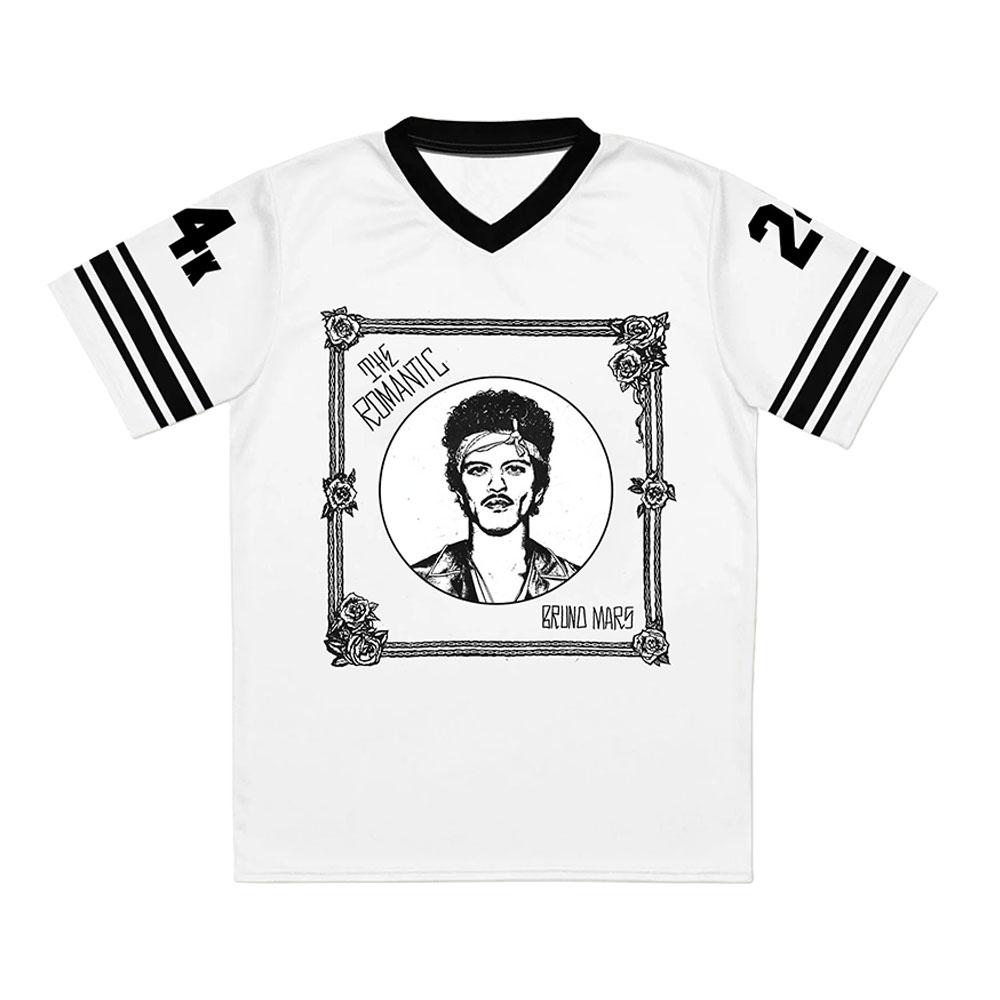 Bruno Mars The Romantic Jersey Short Sleeve V-neck Loose Male T-shirt Design Graphic 3D Printing Tees Unisex Streetwear Funny Tops  Men Women Clothing