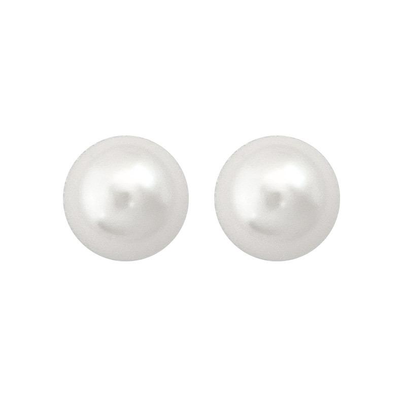 Korean fever Australian white pearl stud earrings S sterling silver female Shijia high-end light luxury round retro ears
