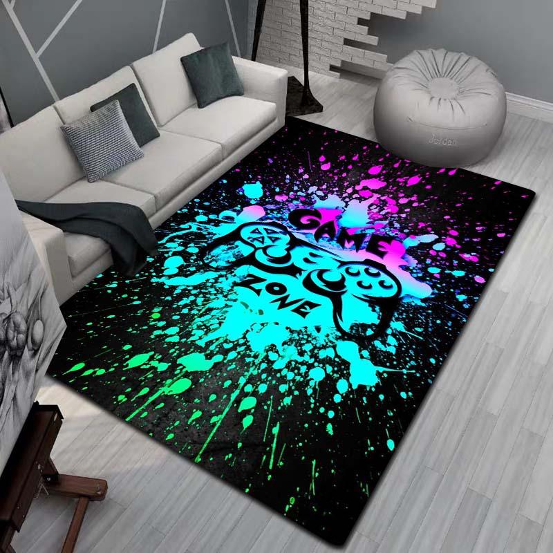 Gaming Teppich für Jungenzimmer Gamer Teppich mit Gamecontroller Teppich für Spielzimmer Esports-Raum und Jungen Spielzimmer-Themen Schlafzimmer Bodenmatte