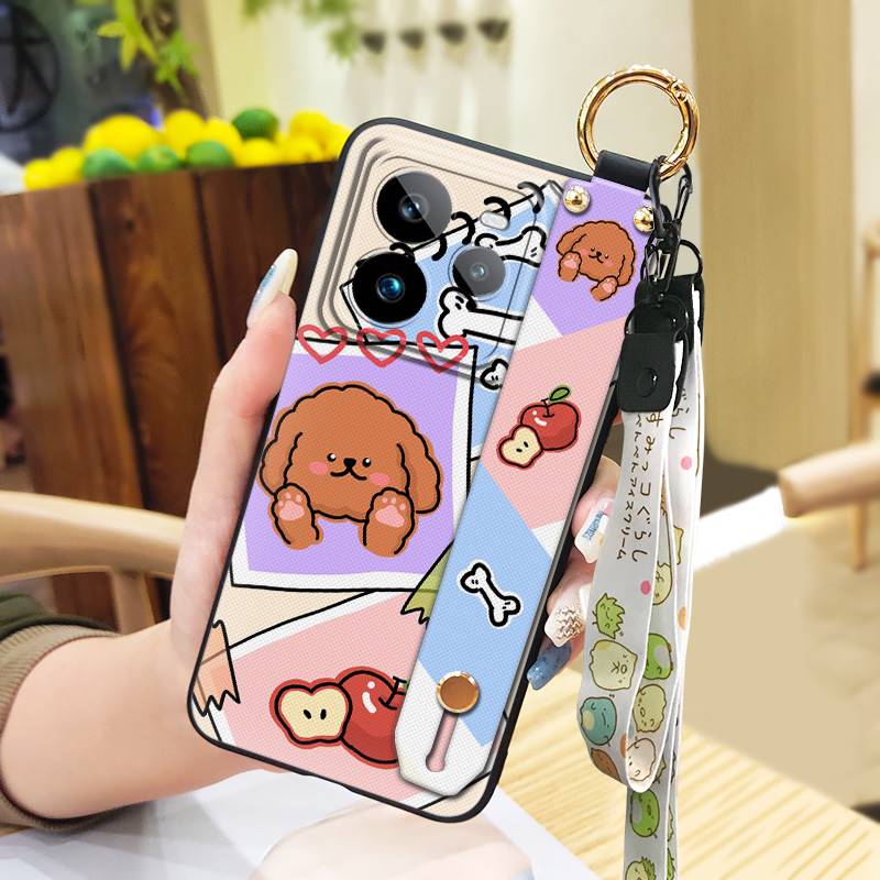 Lanyard Phone Holder Phone Case For Realme GT7 Pro Wrist Strap Cartoon Back Cover Dirt-resistant Durable Wristband Cute