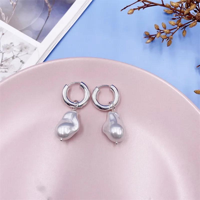 Personality Enfashion Metal Heart Dangle Korea Earrings for Women Charm Gold Color Hoop Earrings Luxury Jewelry Accessories Gift