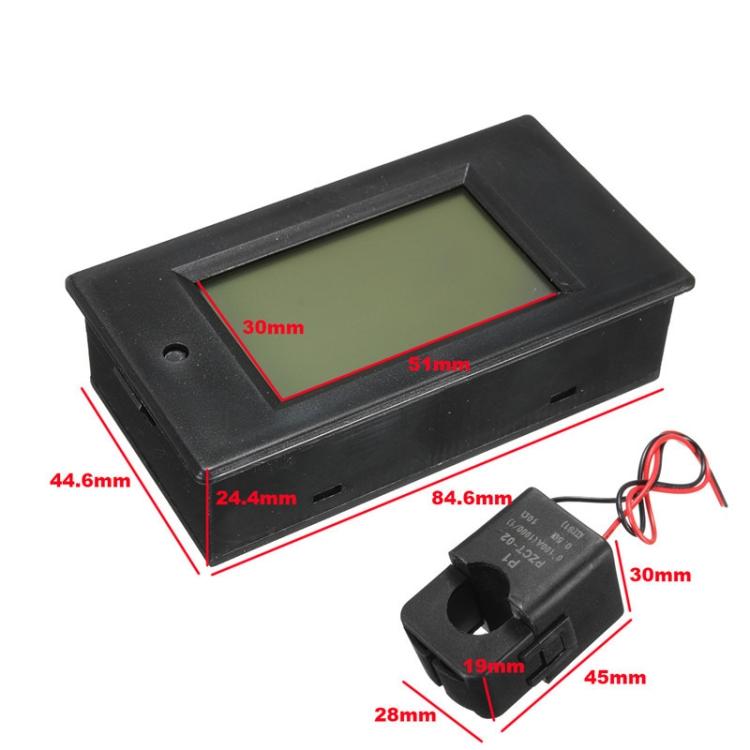 PZEM-061 4 In 1 DC Digital Display Meter Voltage Measuring Instrument, AC 80-260V, 100A(Black)